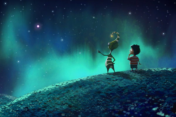 小时候，我们一起数星星动画漫画gif搞笑图片