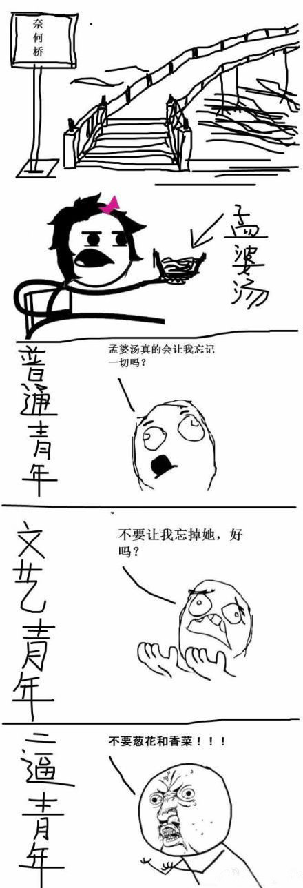 三种青年喝孟婆汤动画漫画gif搞笑图片