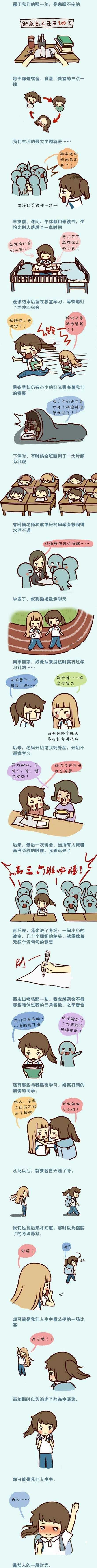 距离高考还有100天，高中最动人的一段时光动画漫画gif搞笑图片