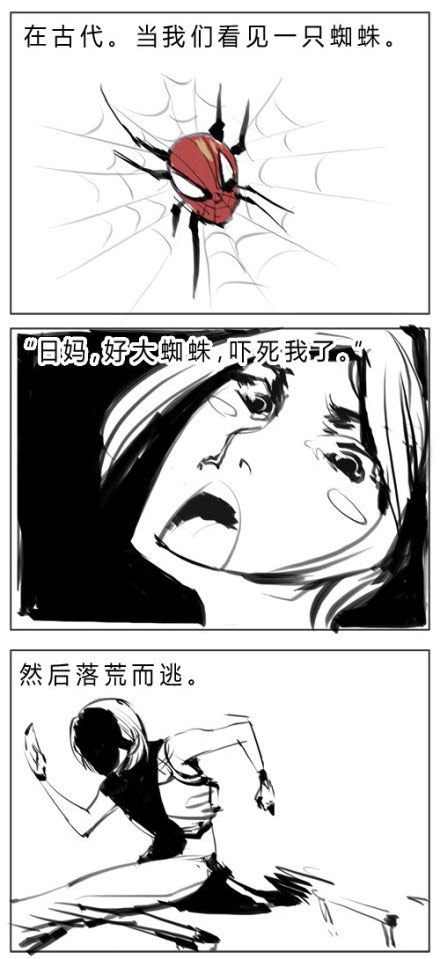 人类看的蜘蛛的反应验证了人类的进化动画漫画gif搞笑图片