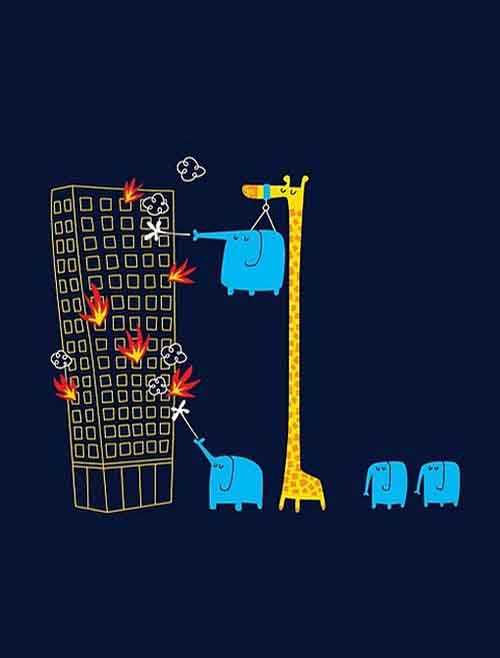 大象长颈鹿灭火队动画漫画gif搞笑图片