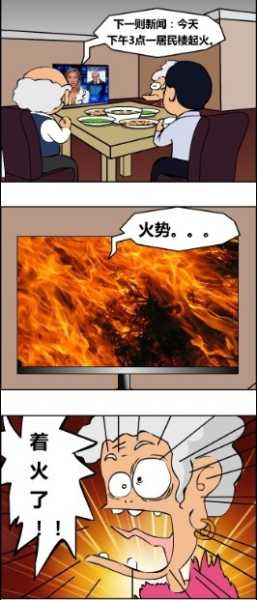 爷爷家里意外发生的搞笑“火灾”动画漫画gif搞笑图片