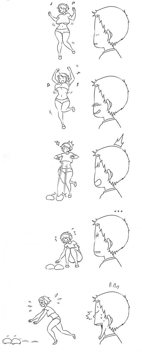 天哪，真的好吓人哦动画漫画gif搞笑图片