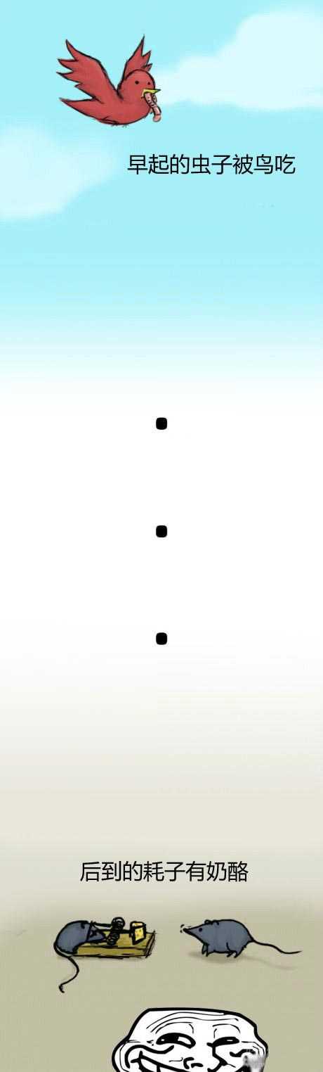 早起的虫子被鸟吃，后到的耗子有奶酪动画漫画gif搞笑图片