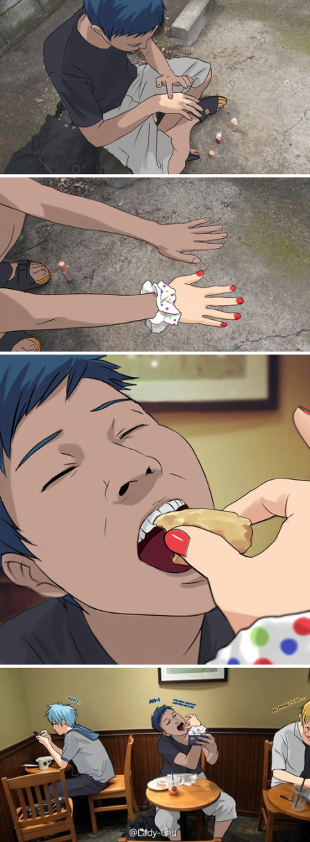 女友喂我吃薯片，注定孤独一生动画漫画gif搞笑图片