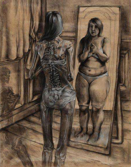 当女人照镜子时动画漫画gif搞笑图片