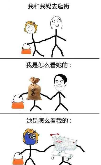 我和妈妈去逛街：我眼中的她，她眼中的我动画漫画gif搞笑图片