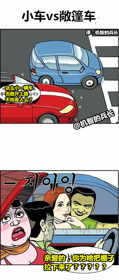 当敞篷车遇到小车动画漫画gif搞笑图片