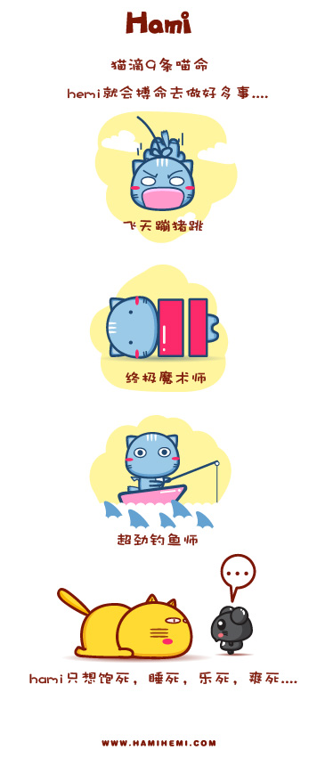 Hami漫画：猫滴9条喵命动画漫画gif搞笑图片