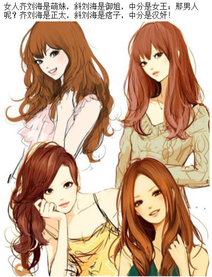 女人齐刘海是萌妹，斜刘海是御姐，中分是女王动画漫画gif搞笑图片