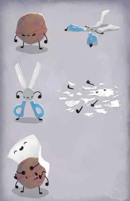 石头赢剪刀，输布的原因！神吐槽啊！动画漫画gif搞笑图片