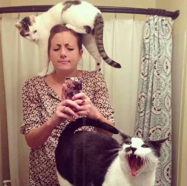 这张自拍好有难度动物gif搞笑图片