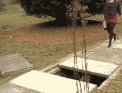 恶搞妹子，踏空摔倒恶搞gif搞笑图片