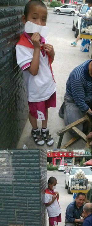 熊孩子的个性口罩，让旁边俩大爷赶脚凌乱了儿童gif搞笑图片