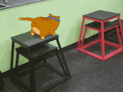 吃得太胖了，弹跳力不如从前~儿童gif搞笑图片