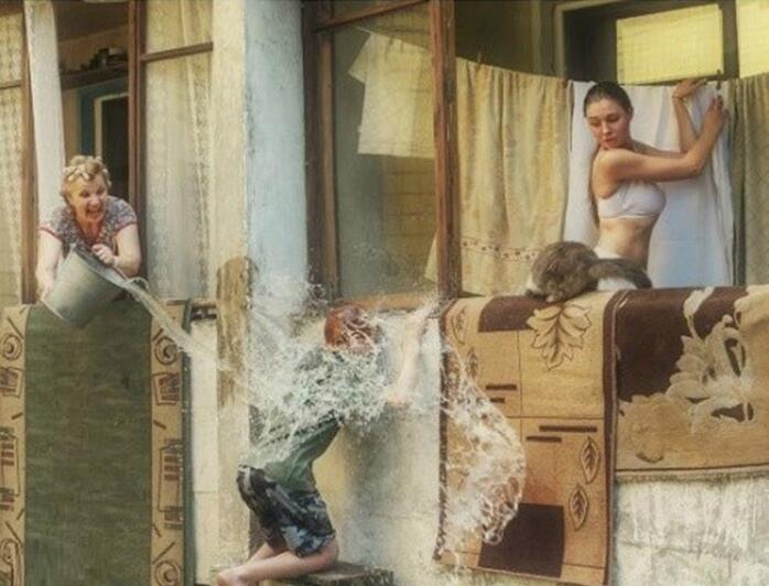 少年，你需要凉快一下儿童gif搞笑图片