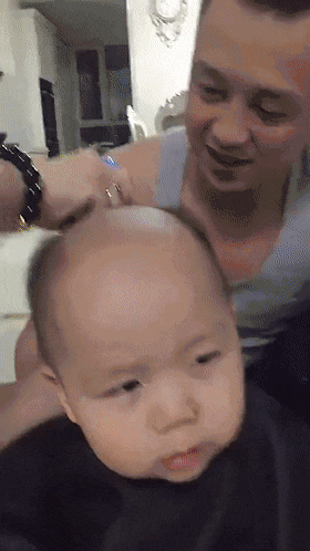 父母给熊孩子剃地中海发型儿童gif搞笑图片