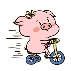 猪猪骑自行车啦gif动态gif搞笑图片