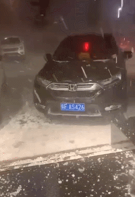 昨晚鸡蛋大的冰雹，保险公司哭了，修理厂笑了。gif动态gif搞笑图片