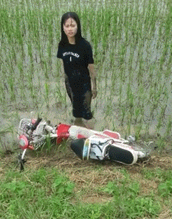 美女骑车失误翻车搞笑gif动态图gif动态gif搞笑图片