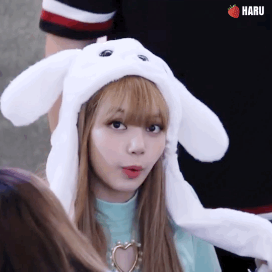 可爱韩国美女戴兔子耳朵毛绒帽子卖萌GIF图gif动态gif搞笑图片