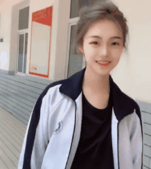 校园清纯美女校服萌妹子比剪刀手跳舞GIF图gif动态gif搞笑图片