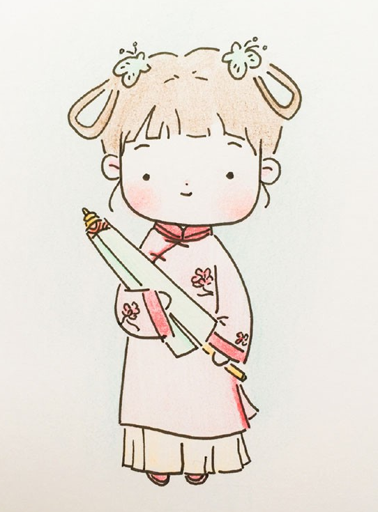 中国风汉服女生简笔画头像图简笔画gif搞笑图片