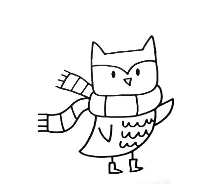戴围巾的猫头鹰动物简笔画步骤图简笔画gif搞笑图片