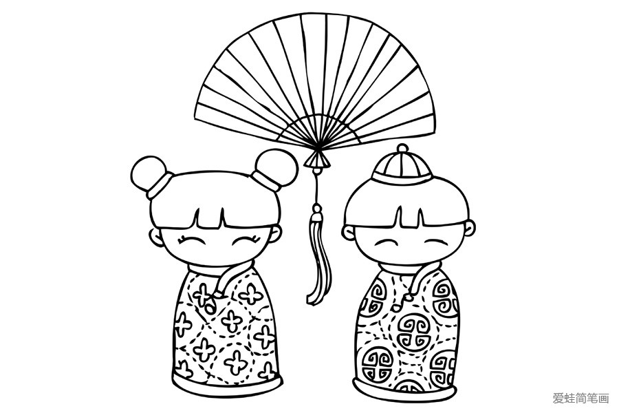 中国福娃拜年-春节简笔画简笔画gif搞笑图片