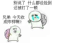 A：兄弟，今天收成咋样啊？B：别说了，什么都没捡到还被打了一顿斗图啦gif搞笑图片