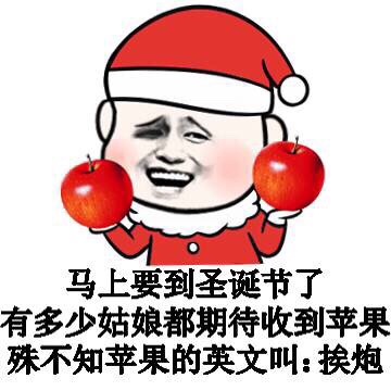 马上要到圣诞节了 有多少姑娘都期待收到苹果 殊不知苹果的英文叫：挨炮斗图啦gif搞笑图片