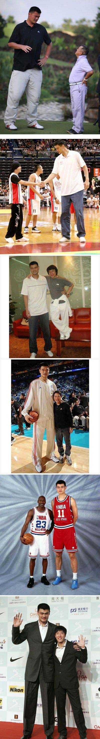 敢于和姚明合影的都是真正的汉子明星gif搞笑图片