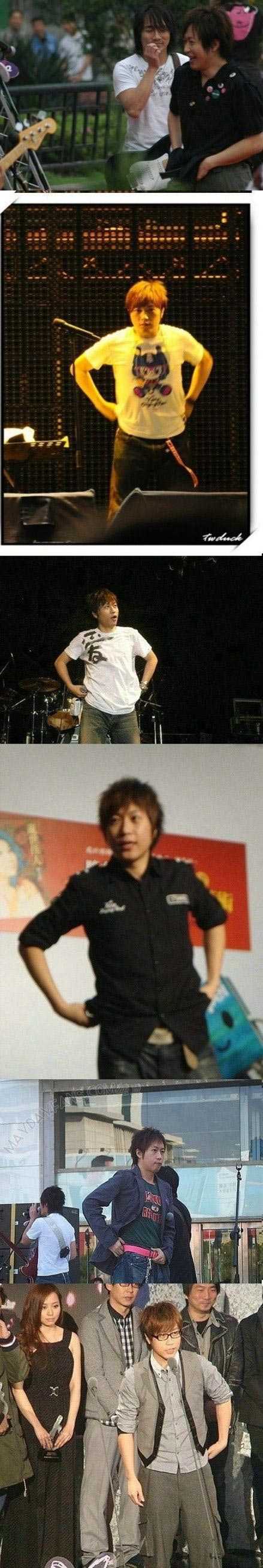 从前有个乐队主唱他的裤子经常往下滑明星gif搞笑图片