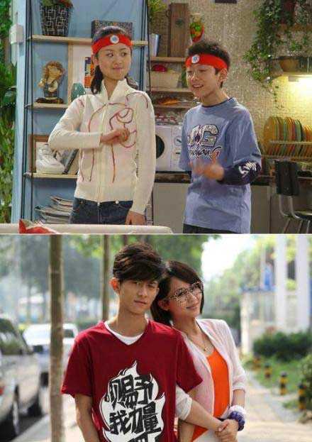 刘星小时候的梦想实现了，这姐弟俩居然演起了情侣！明星gif搞笑图片