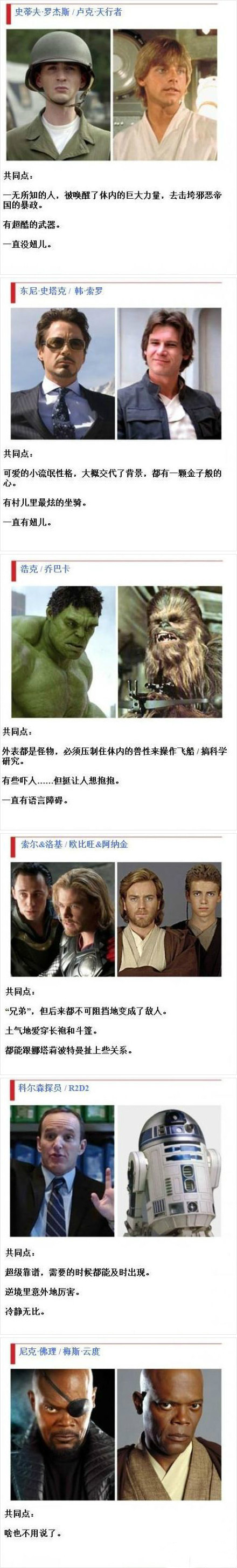 《复仇者》和《星球大战》的共同点，最后一张亮了明星gif搞笑图片