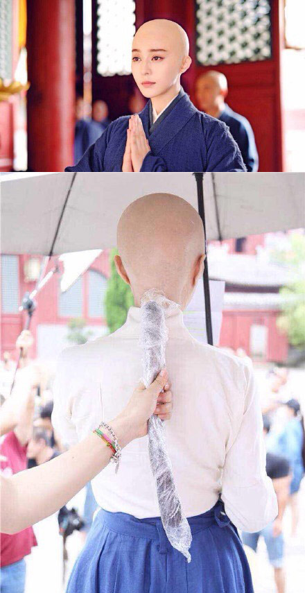 拍戏的时候，原来光头是这样子弄出来的明星gif搞笑图片