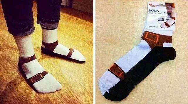 自从穿了你家的袜子出门都不用穿鞋了器物gif搞笑图片