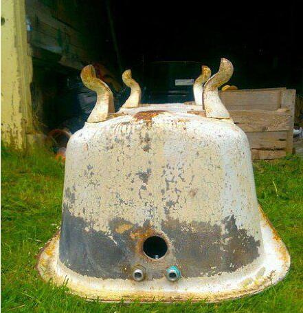 一只躺在草坪上的旧浴缸器物gif搞笑图片