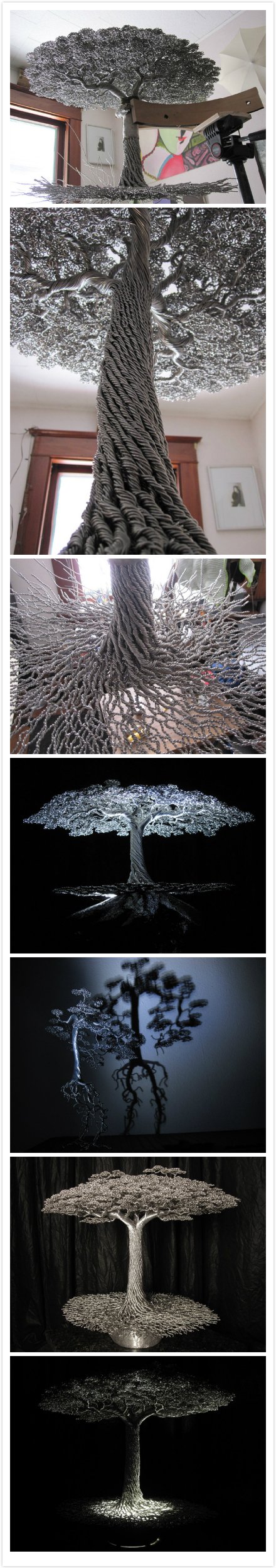 用钢丝绳编成的树器物gif搞笑图片