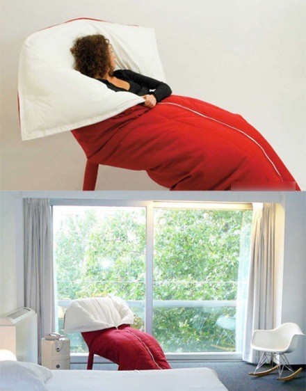 无敌的睡袋躺椅器物gif搞笑图片