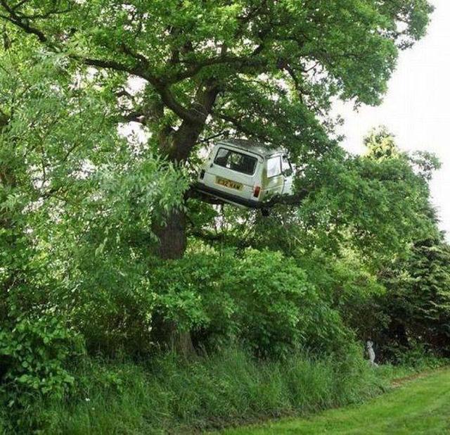 这车难道是从天上掉下来的？器物gif搞笑图片