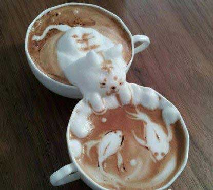 寂寞的屌丝是这样喝咖啡的器物gif搞笑图片