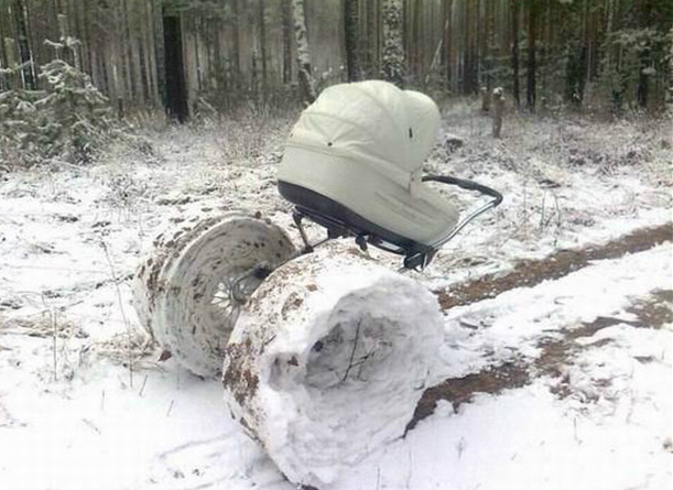 战斗民族的婴儿车器物gif搞笑图片