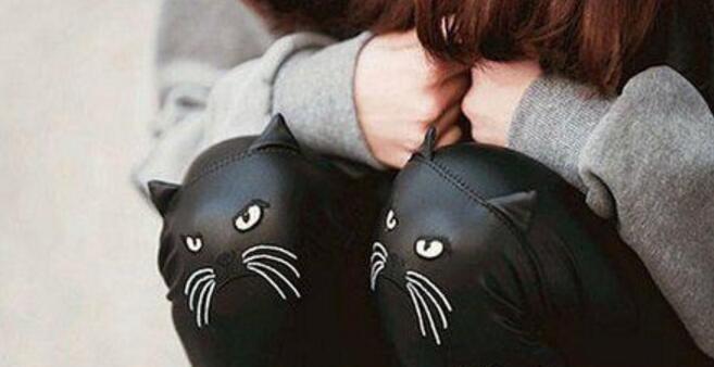 两只小黑猫器物gif搞笑图片