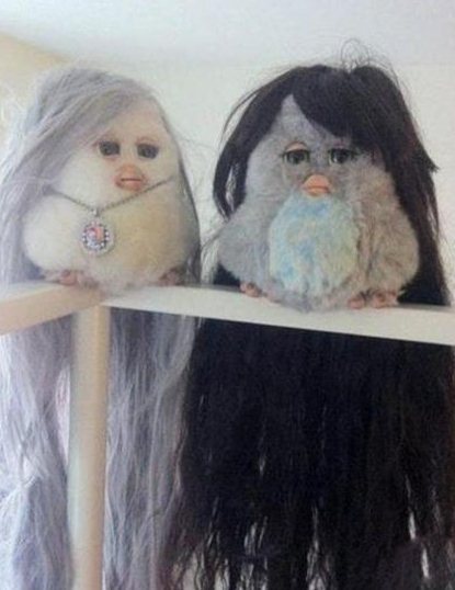 戴上假发妖娆多了器物gif搞笑图片