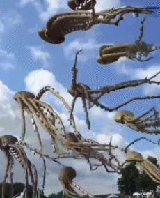 一个风筝节上有个队伍带来的“章鱼风筝”。这个画面真是太诡异了器物gif搞笑图片