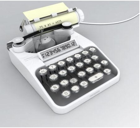 打字机形状的计算器器物gif搞笑图片