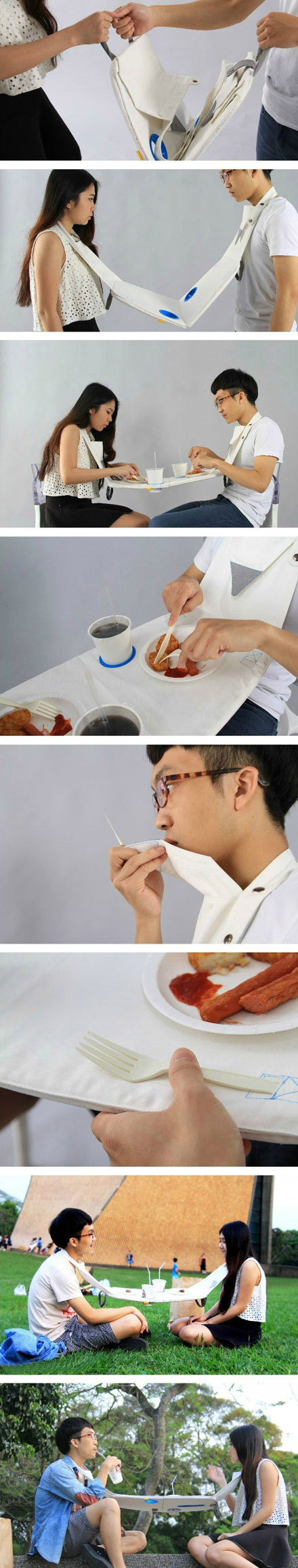 小情侣外出野餐的必备工具——餐桌器物gif搞笑图片