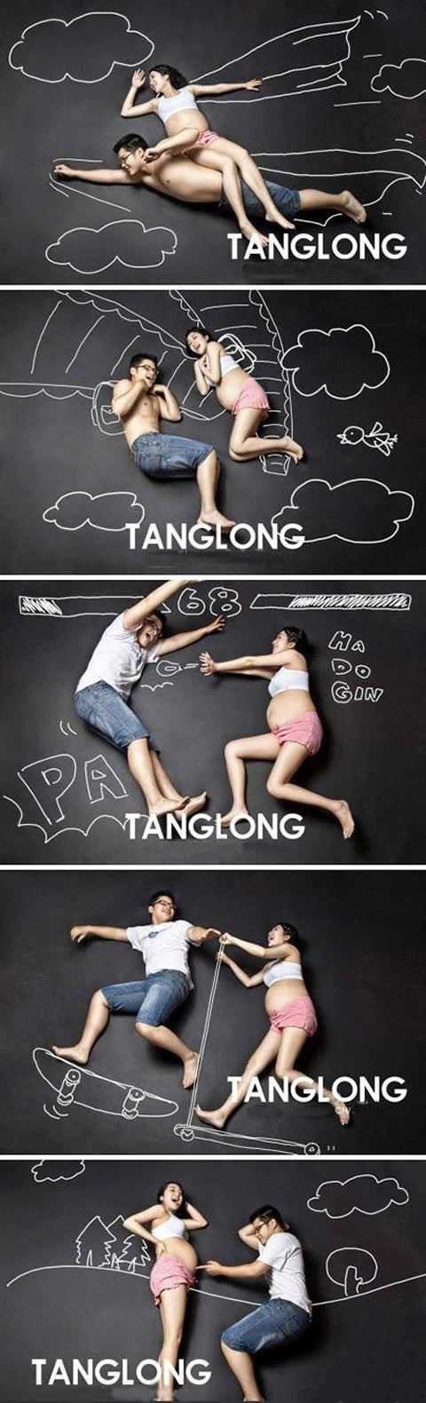 运动创意的孕妈咪照，与老公一起也试试！人物gif搞笑图片