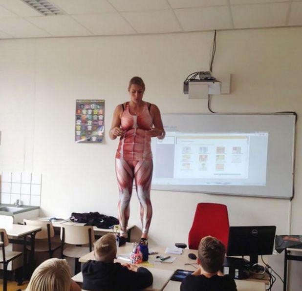 国外的老师为了教授人体，也是拼了人物gif搞笑图片